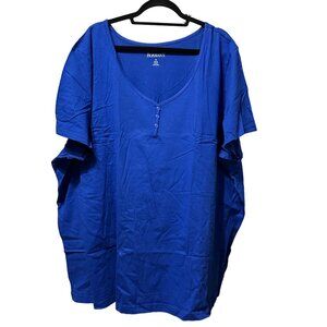 Roman’s size 4X 34/36 cobalt blue cotton v neck new in package tunic Henley top
